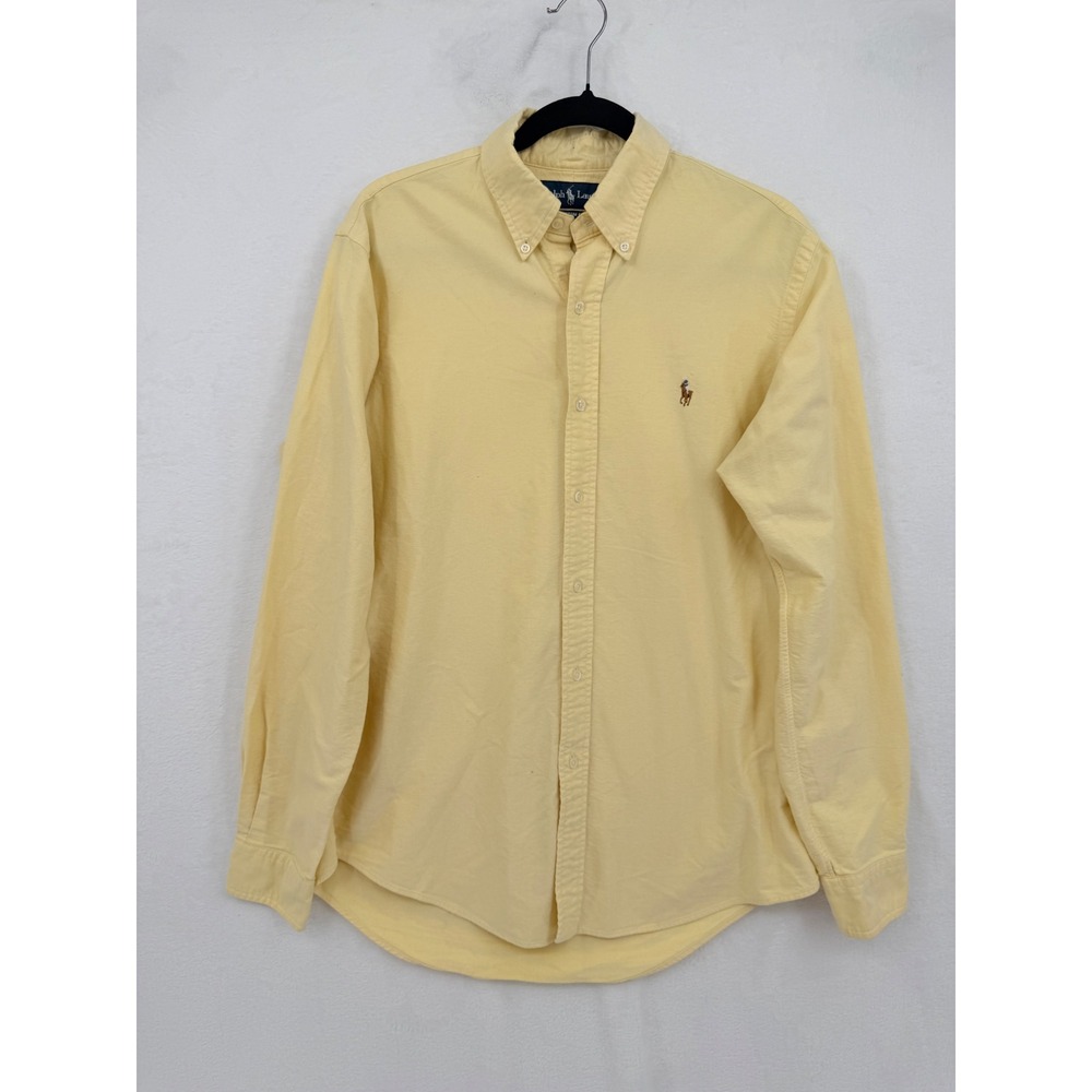 Ralph Lauren Mens Y2K Custom Fit Oxford Shirt M Yellow Long Sleeve Button Down